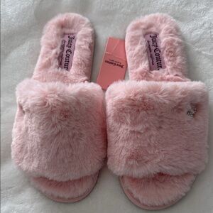Juicy Couture Blush Pink Plush Slippers